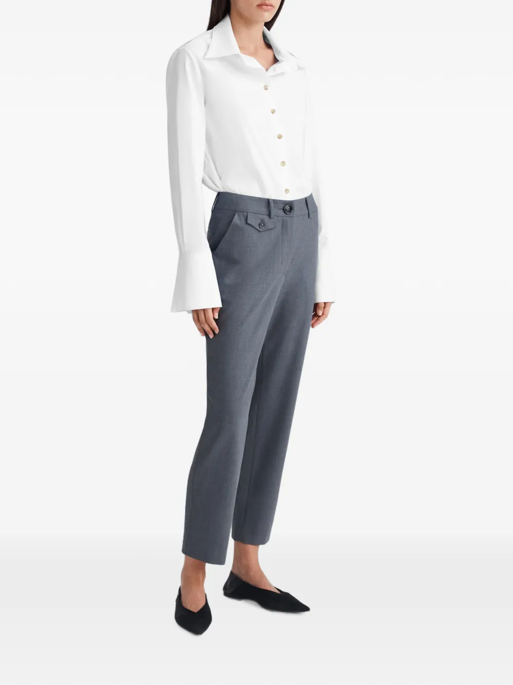 Anna Quan Juliette Button-detail Trousers in Grey, view 3