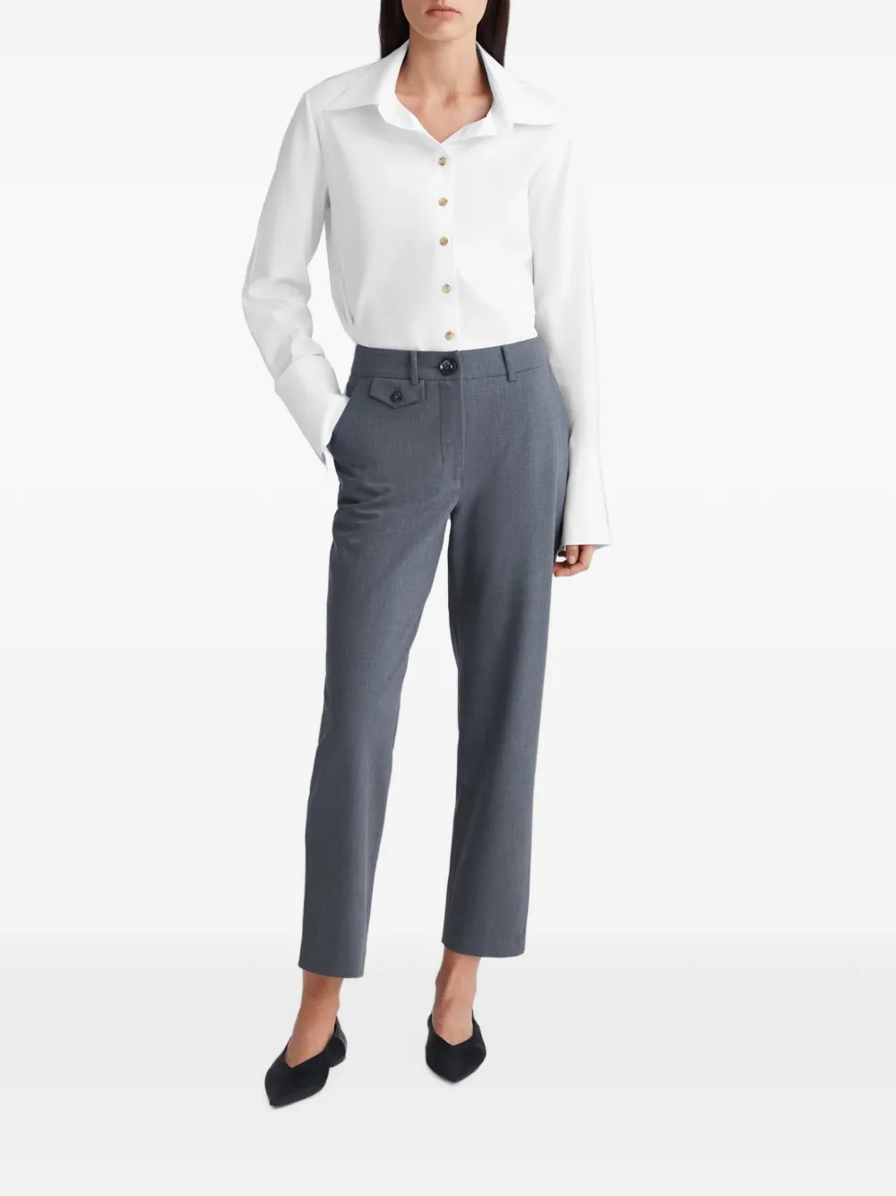 Anna Quan Juliette Button-detail Trousers in Grey, view 2