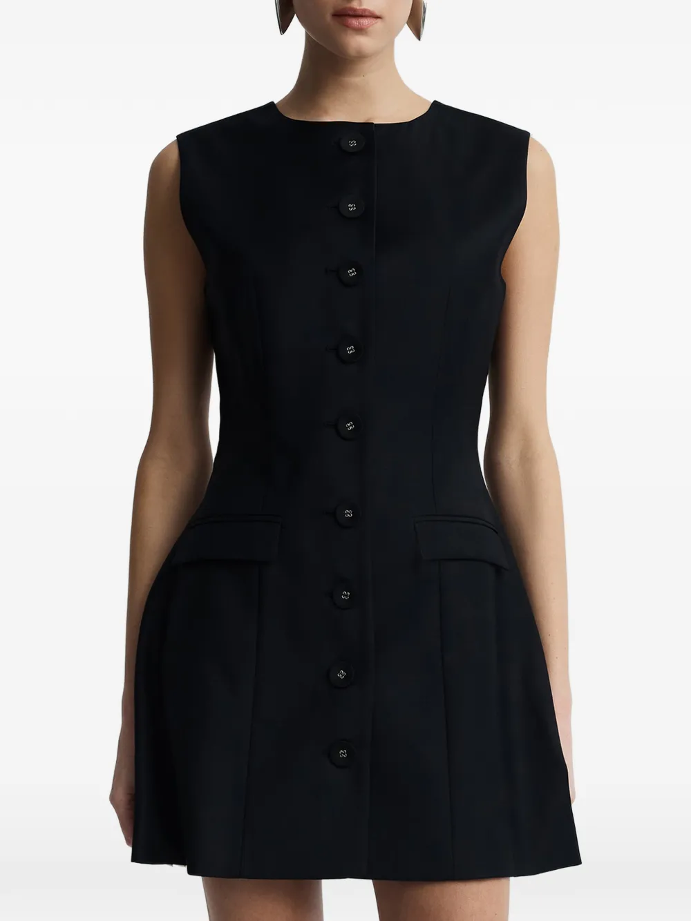 Anna Quan Sofia Button-front Mini Dress in Black, view 5
