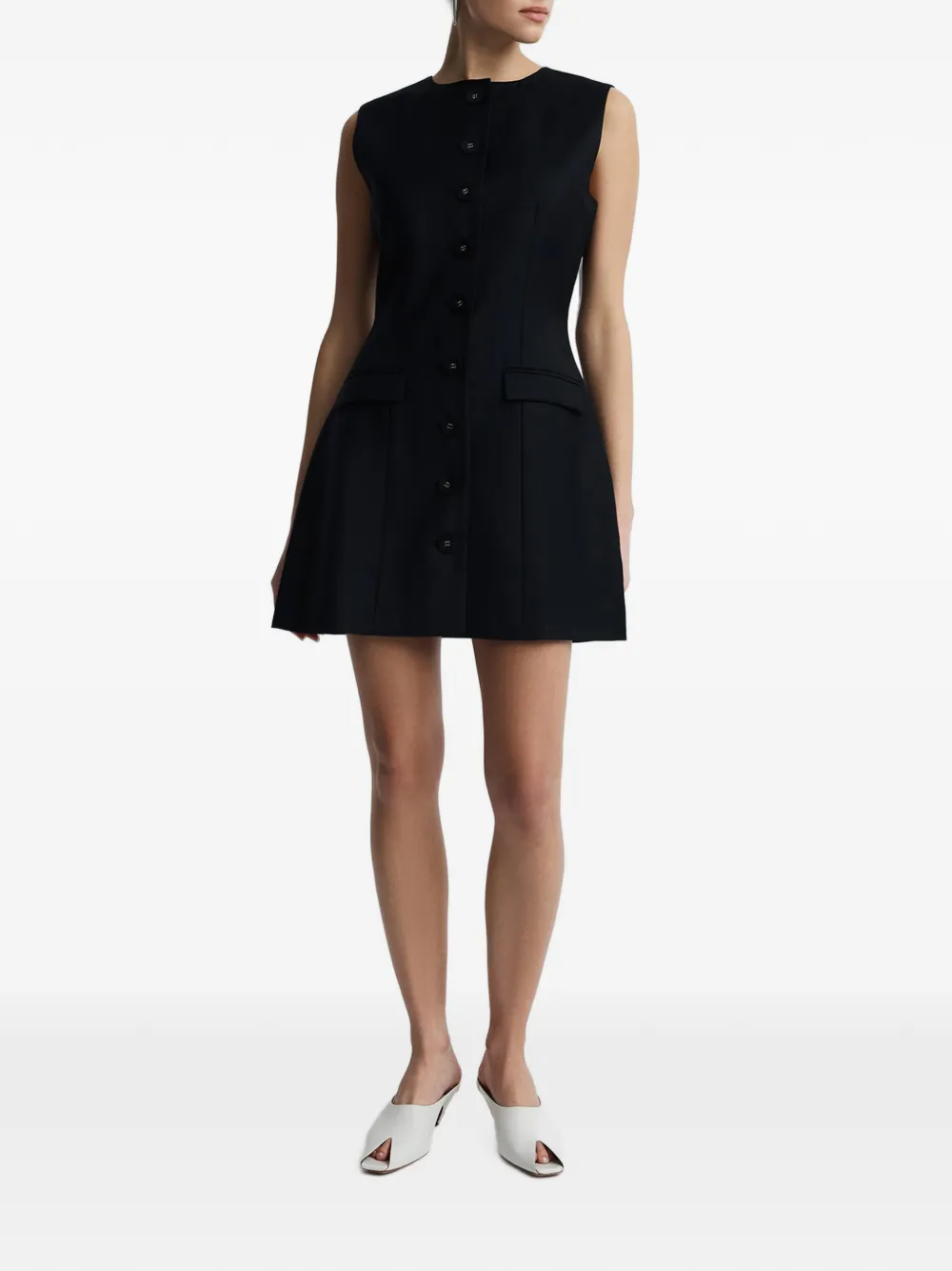 Anna Quan Sofia Button-front Mini Dress in Black, view 2