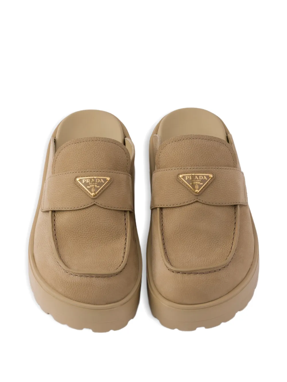 Prada nubuck flatform mules Beige