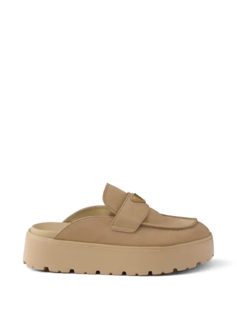 Prada nubuck flatform mules