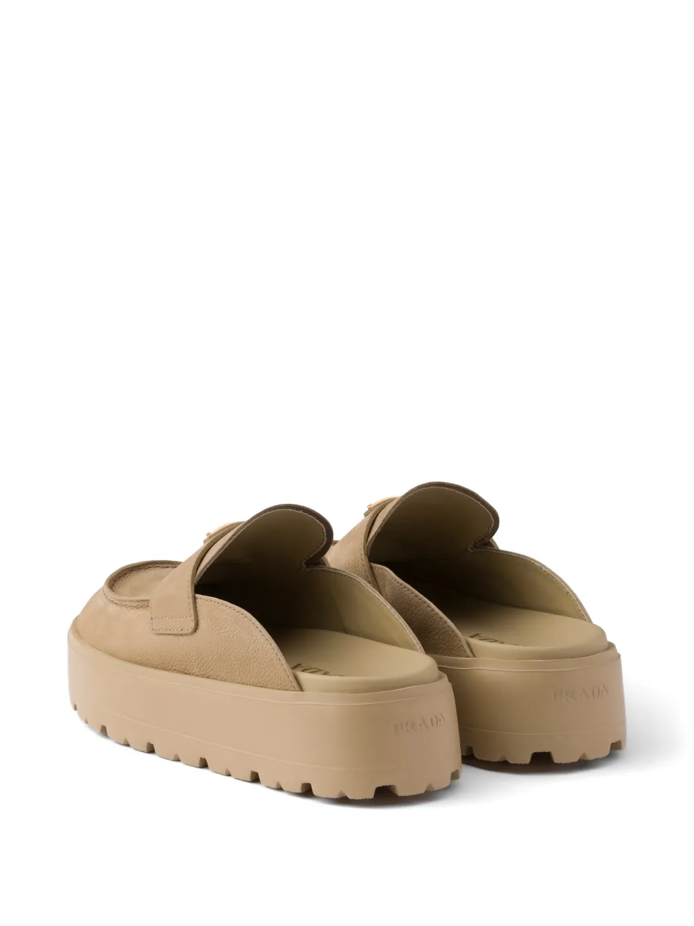 Prada nubuck flatform mules Beige