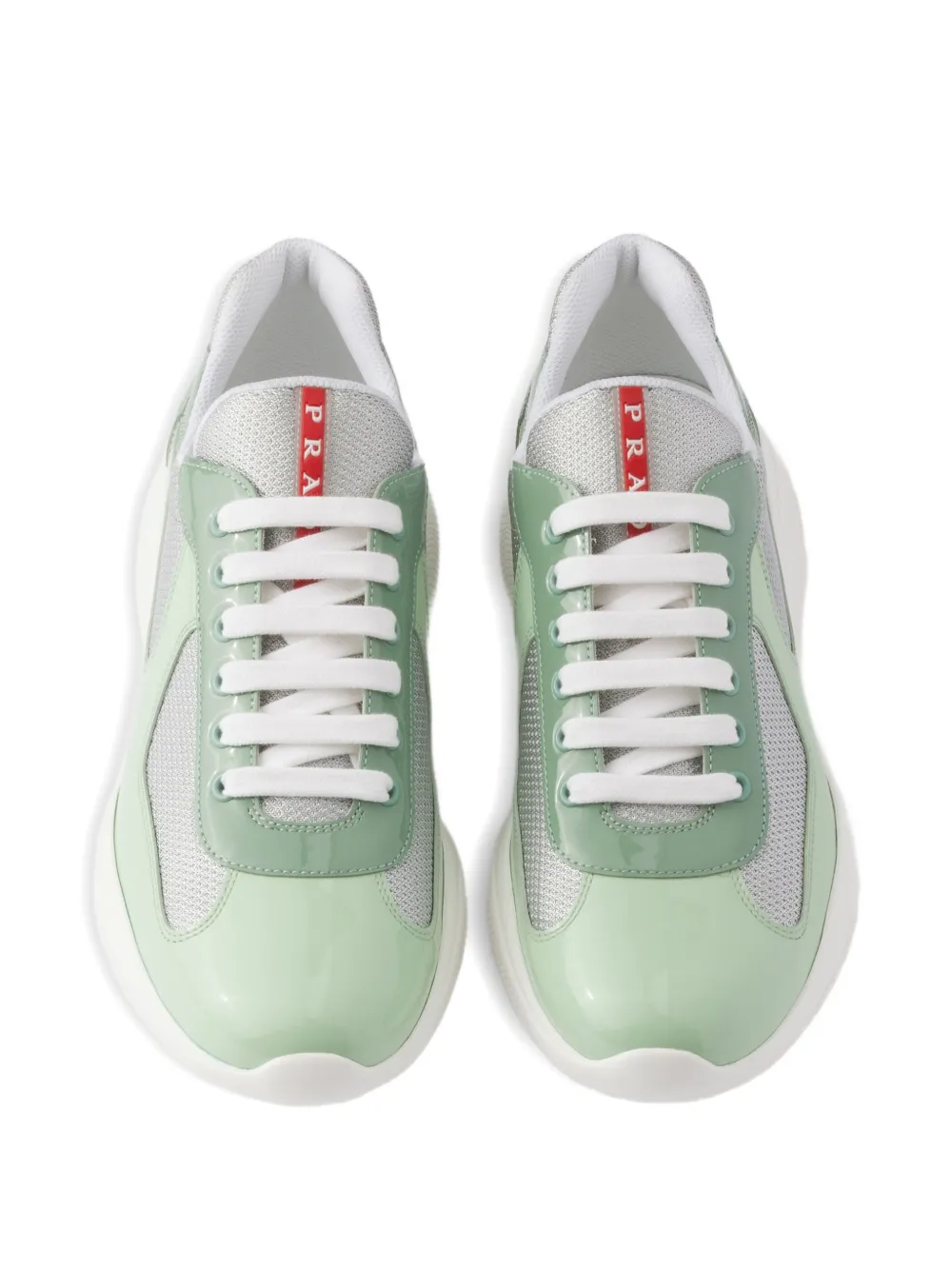 Prada America's Cup sneakers van lakleer en technische stof Groen