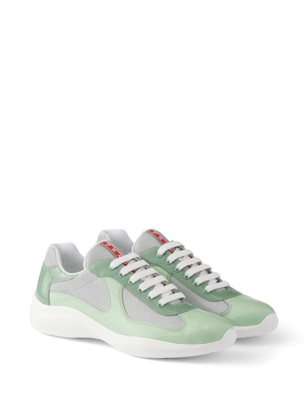 Prada America's Cup sneakers van lakleer en technische stof Groen