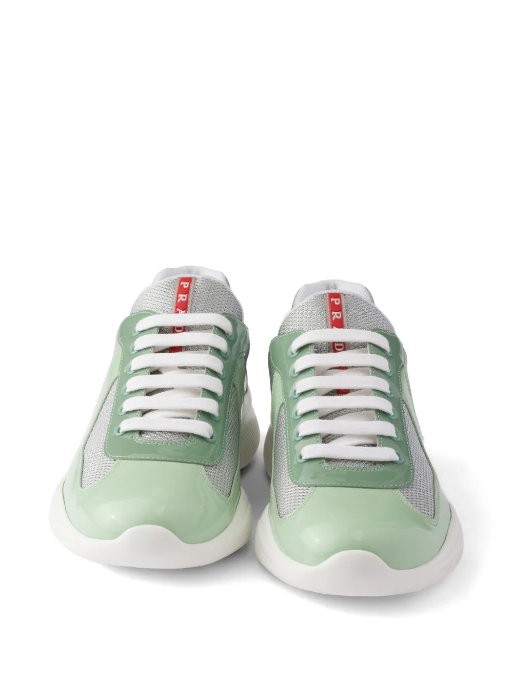 Prada America's Cup sneakers van lakleer en technische stof Groen