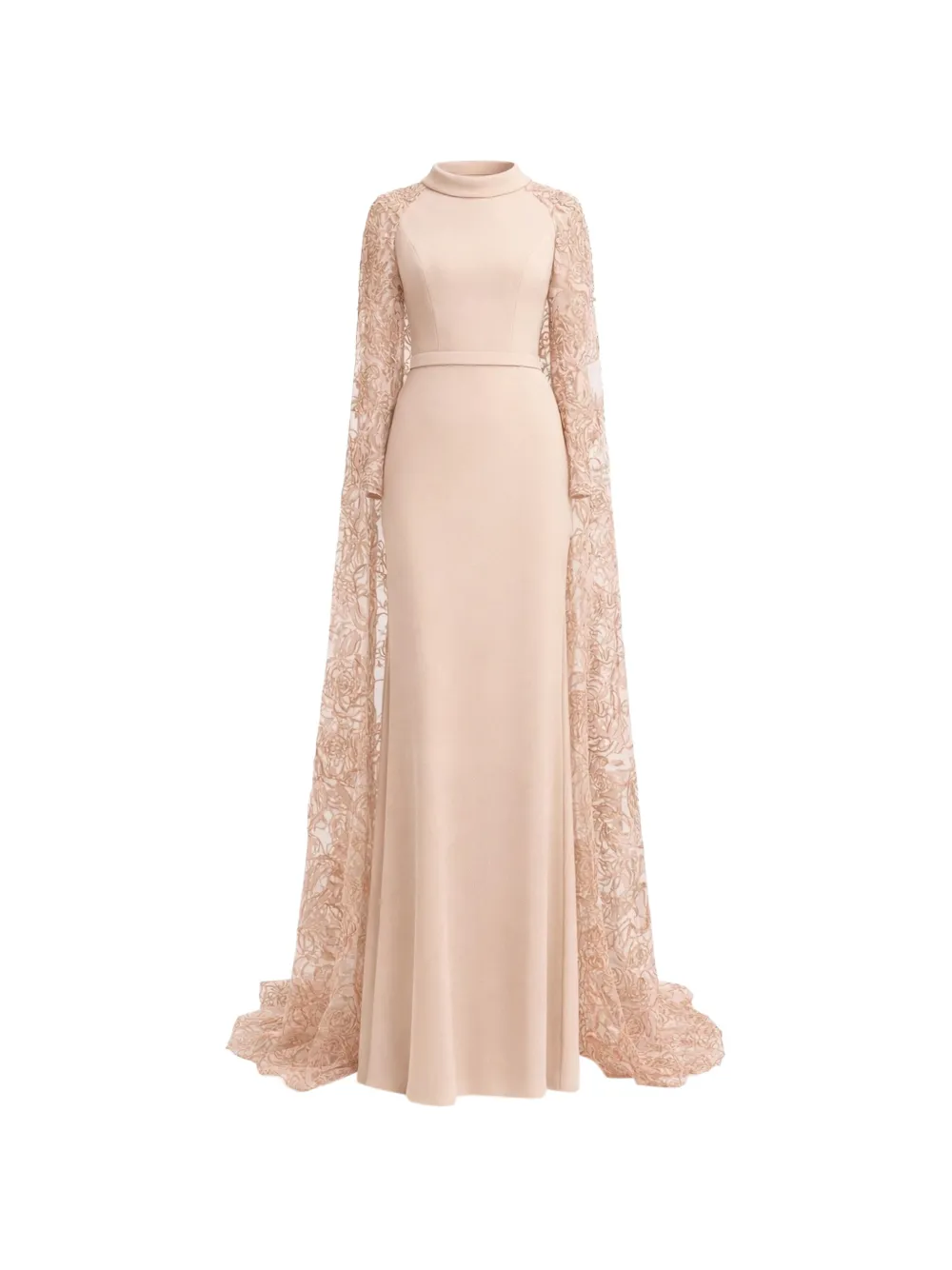 Gemy Maalouf fold-over collar floral-lace dress - Neutrals