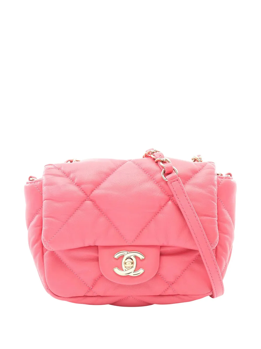 CHANEL Pre-Owned 2020 Mini Quilted Calfskin Bubbly Flap crossbody bag - Rosa