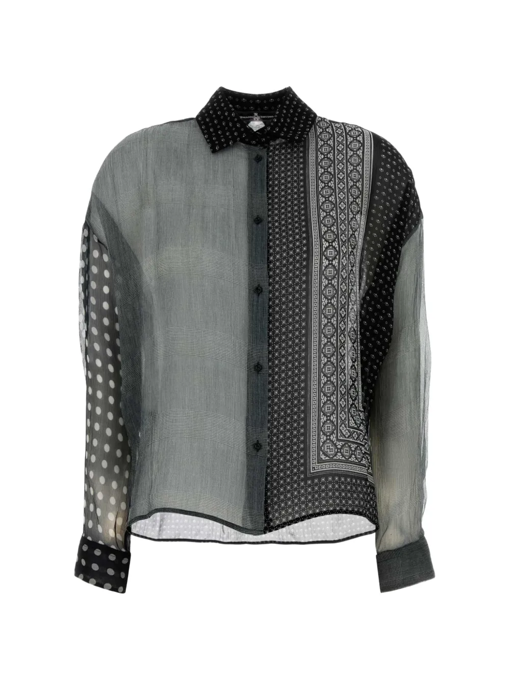 Ermanno Scervino patchwork-print silk shirt - Nero