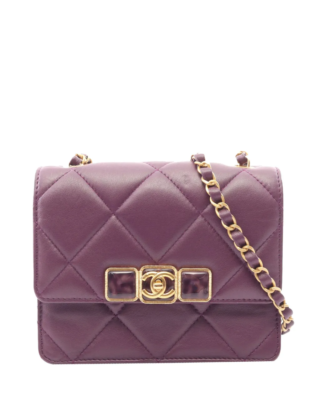 CHANEL Pre-Owned 2021-2026 Mini Quilted Lambskin Resin CC Flap Bag crossbody bag - Viola