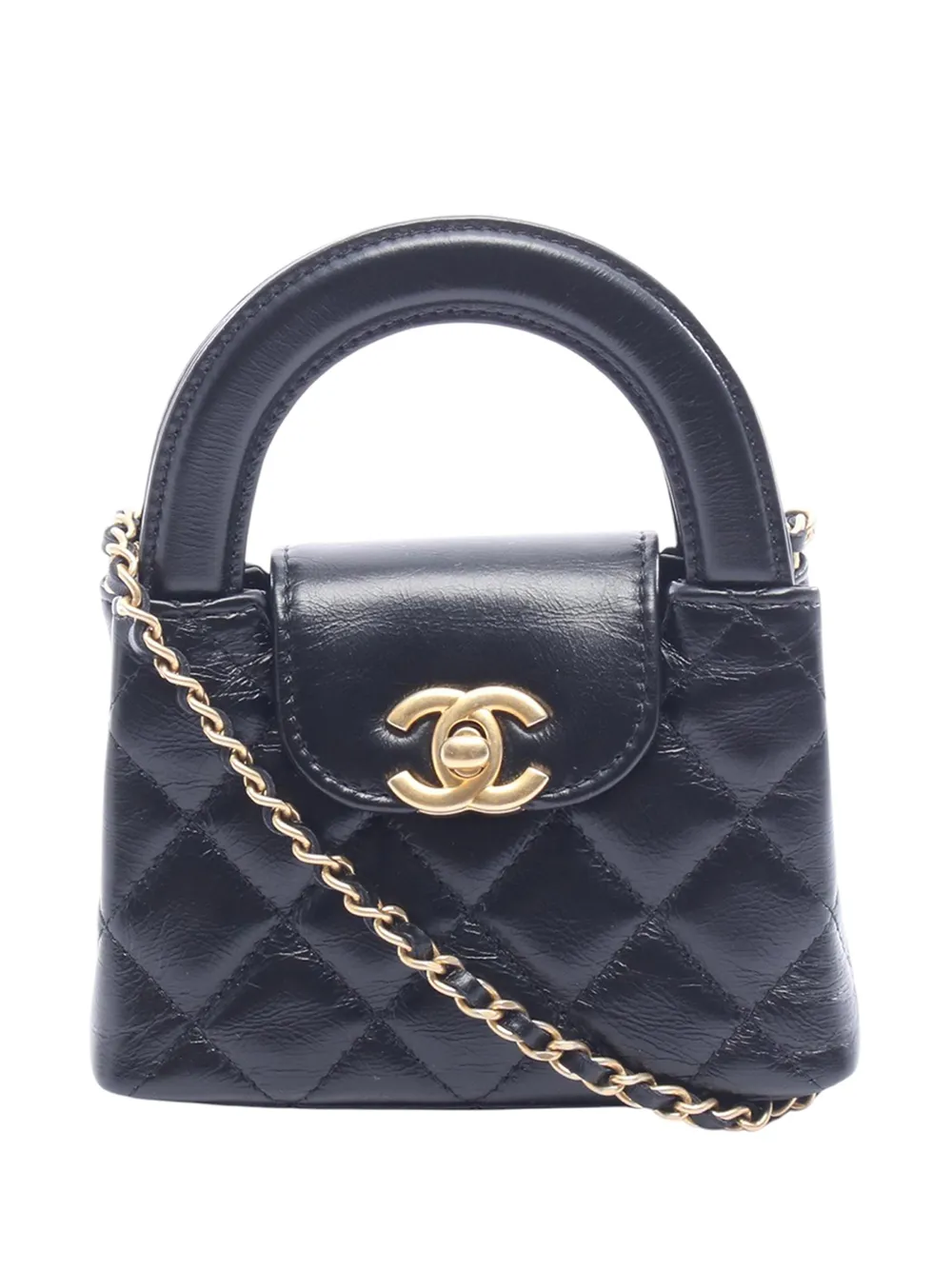 CHANEL Pre-Owned 2021-2026 Nano Quilted Lambskin Kelly Shopper Bag satchel - Black