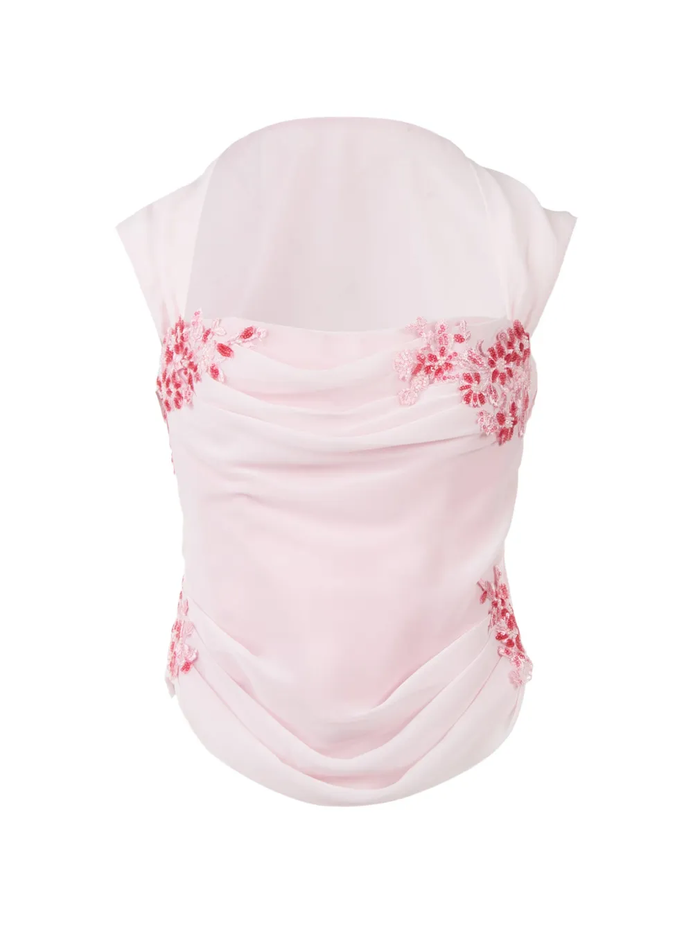 Stolen Stores floral-appliqué draped top - Rosa