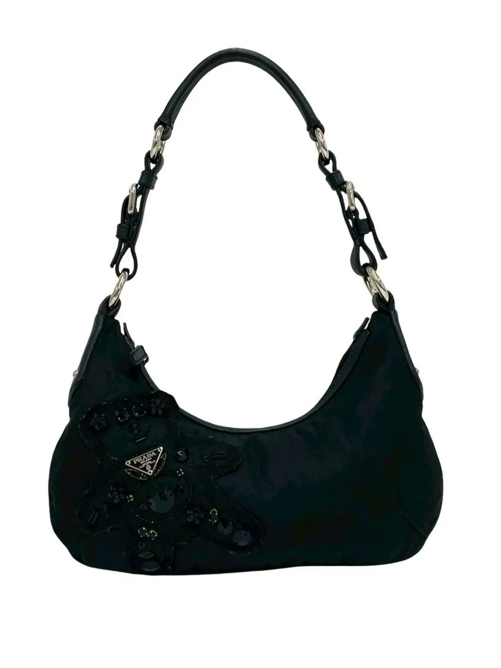 Prada Pre-Owned 2000-2013 Beaded Tessuto Evening Bear shoulder bag - Black