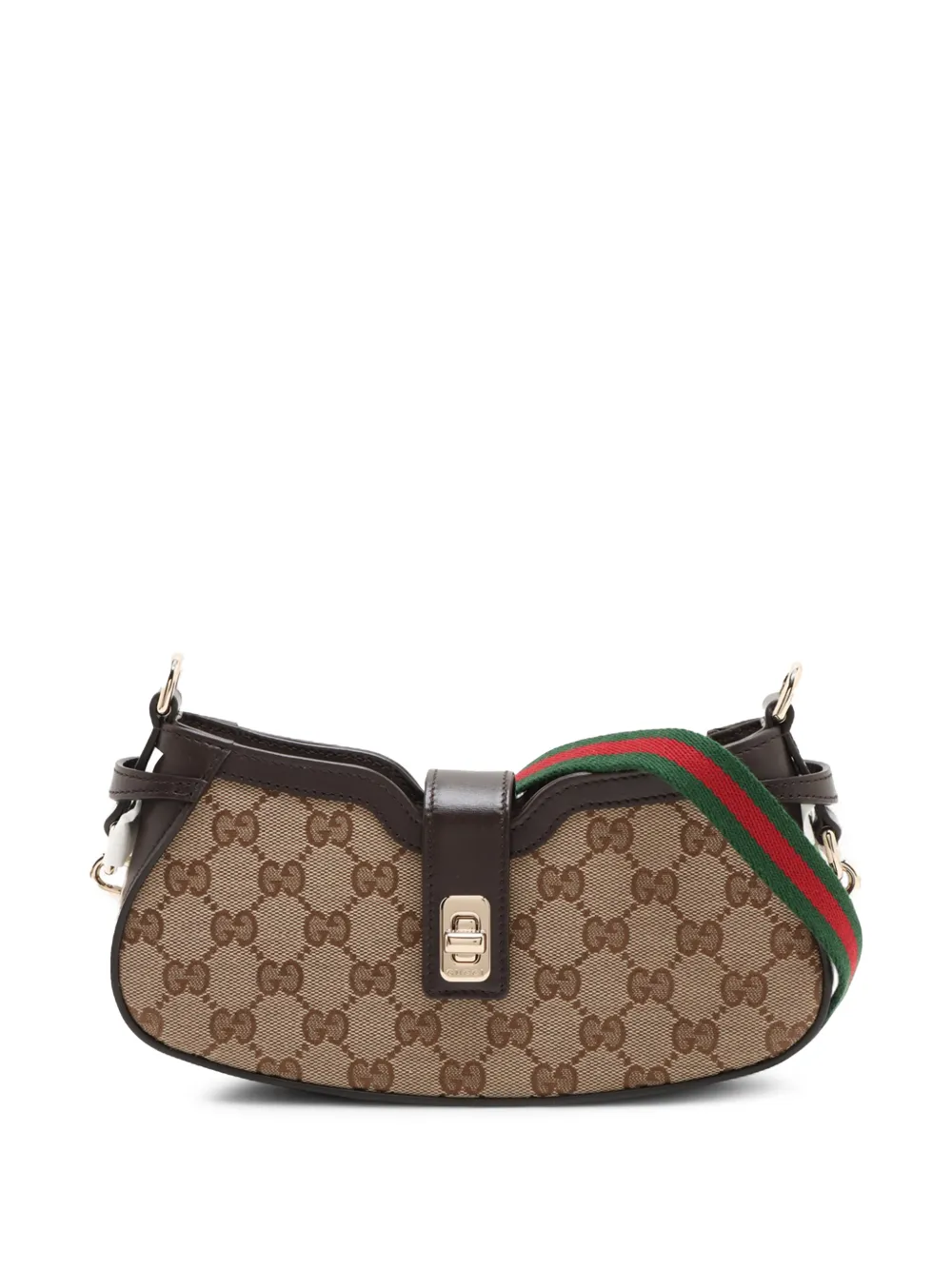 Gucci Pre-Owned 2016-2026 Mini GG Canvas Web Moon Side shoulder bag - Nude