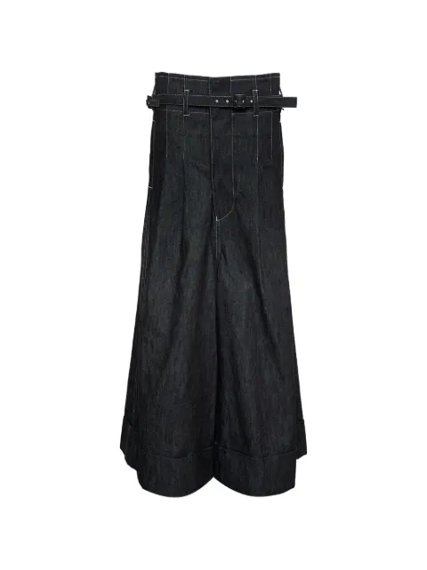 Junya Watanabe jeans con dobladillo vuelto y cinturón