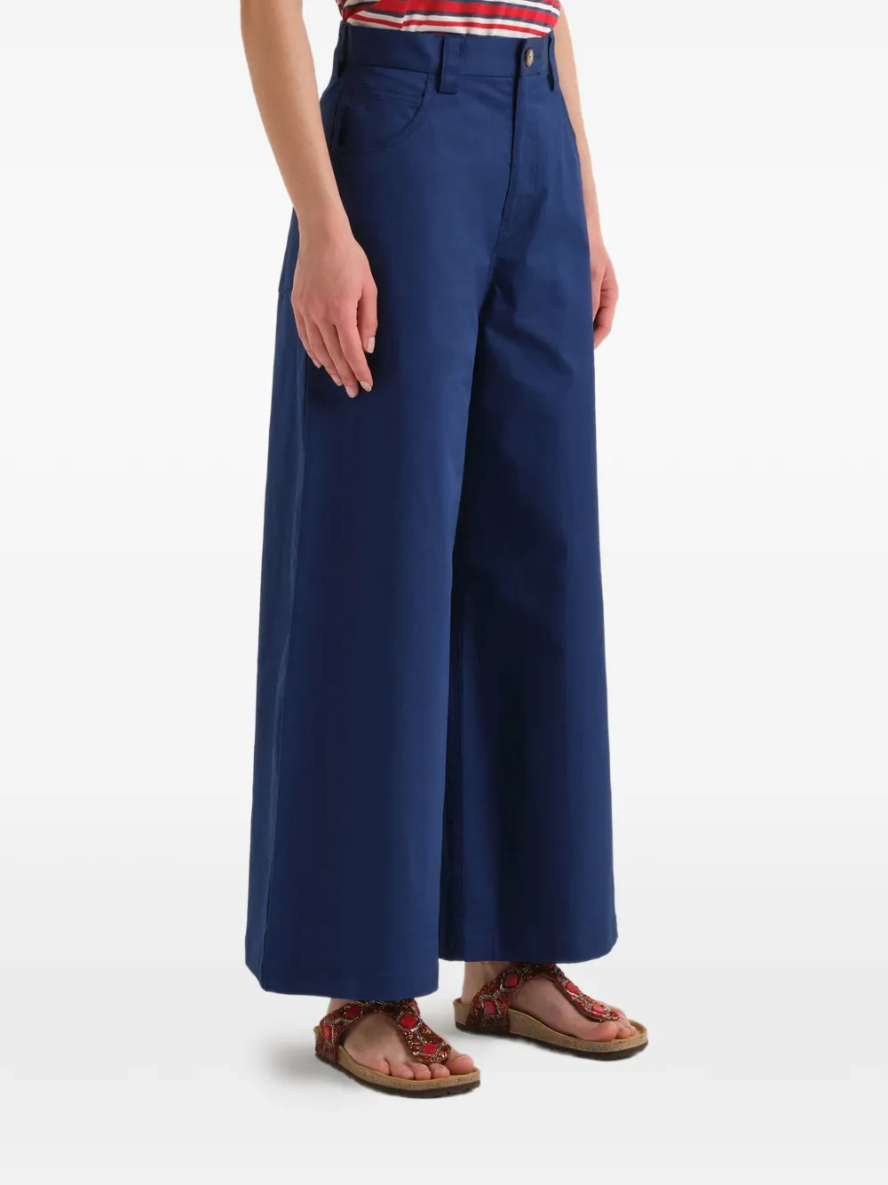 MALIPARMI Cropped palazzo broek Blauw