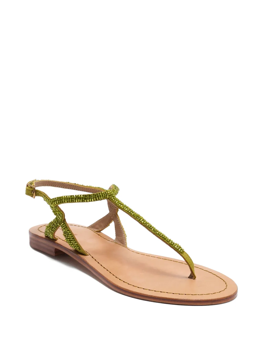 MALIPARMI Sandalen met geborduurde kralen Groen