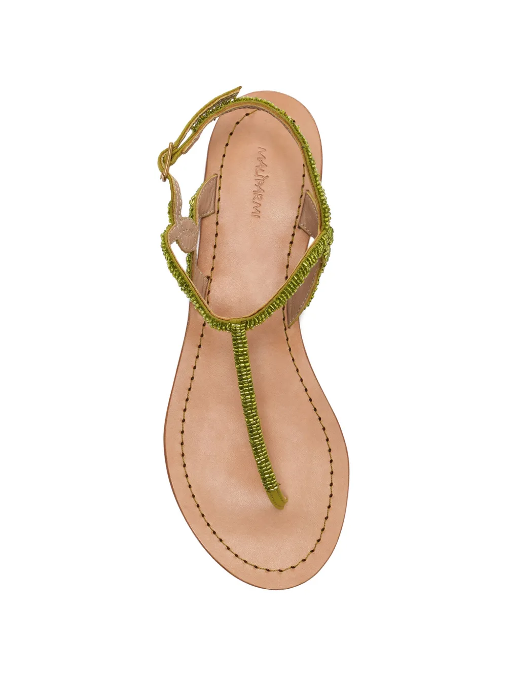 MALIPARMI Sandalen met geborduurde kralen Groen