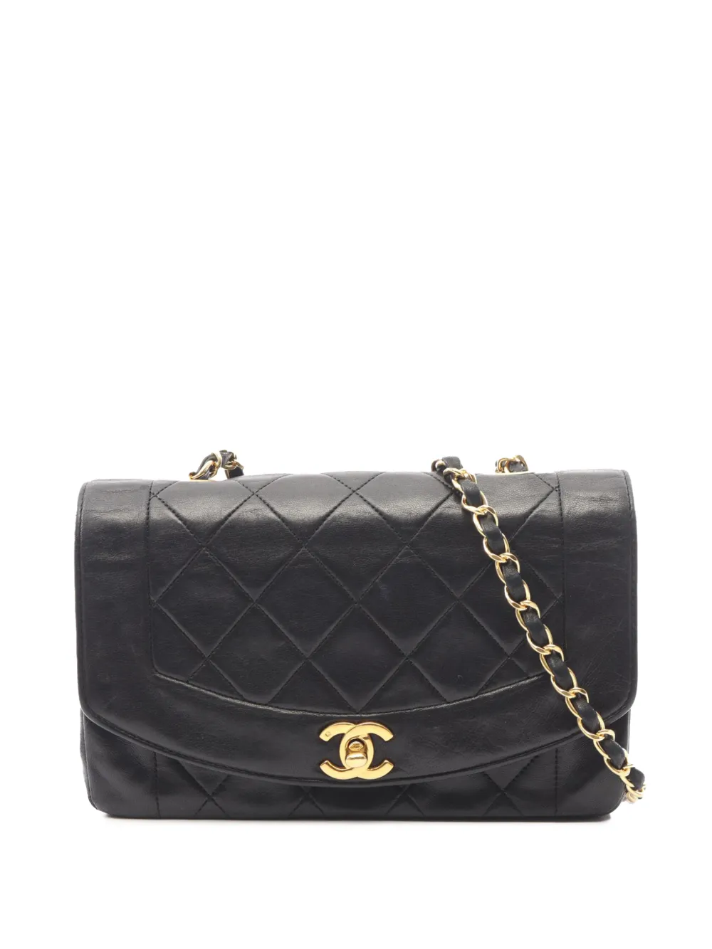 CHANEL Pre-Owned 1989-1991 Small Lambskin Diana Flap crossbody bag - Black