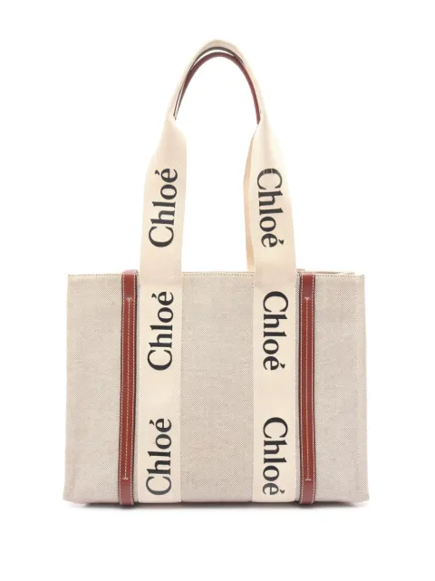 Chloé Pre-Owned bolso shopper Woody mediano de lona 2010-2026