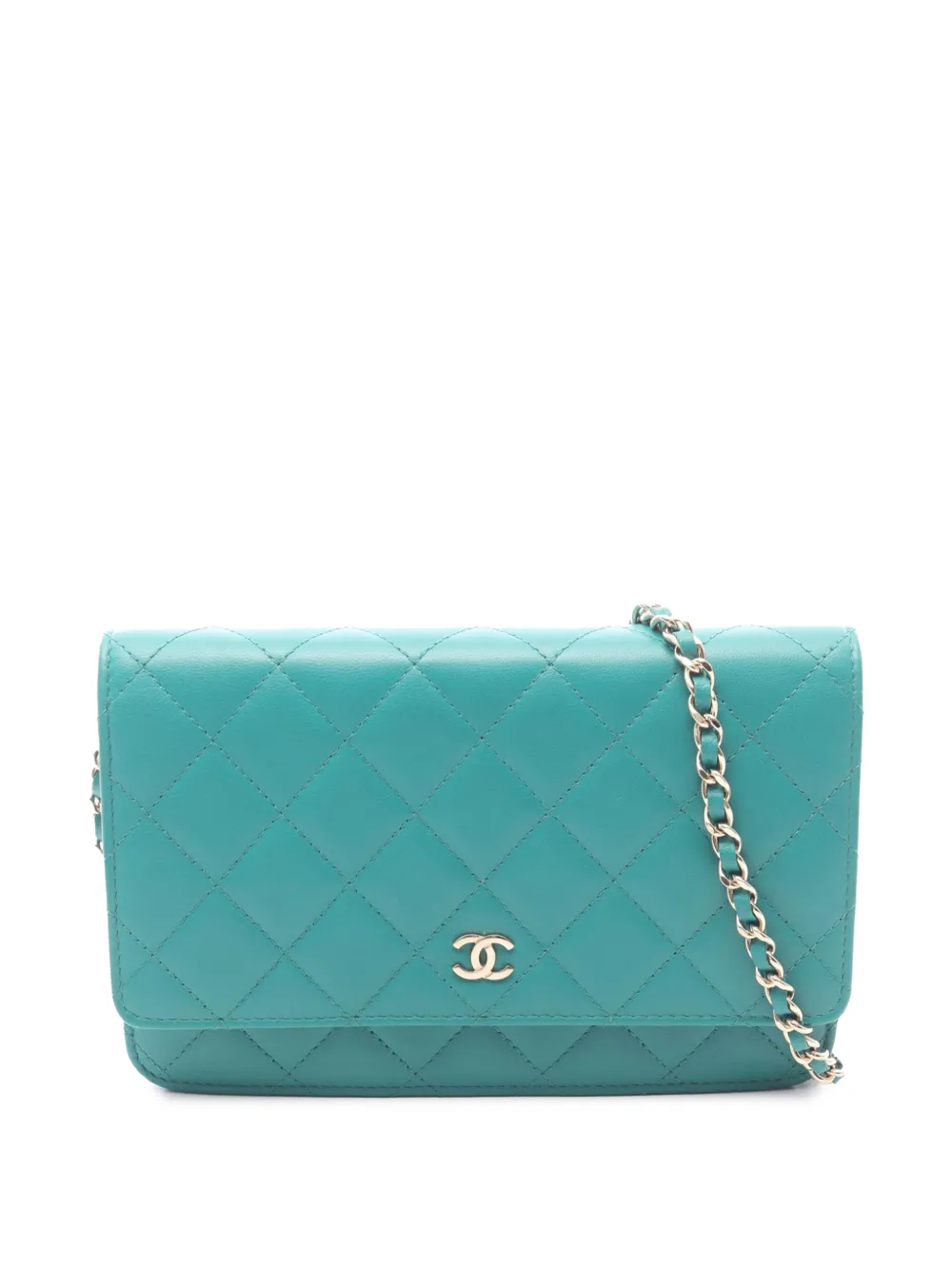 CHANEL Pre-Owned 2017-2018 CC Quilted Lambskin Wallet On Chain crossbody bag - Blau
