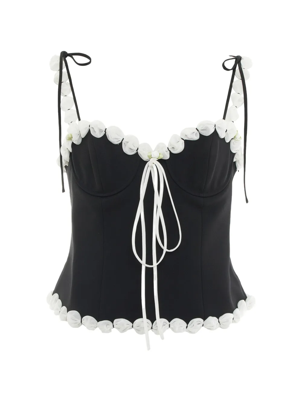 Stolen Stores puff-trim tie-fastening corset top - Nero