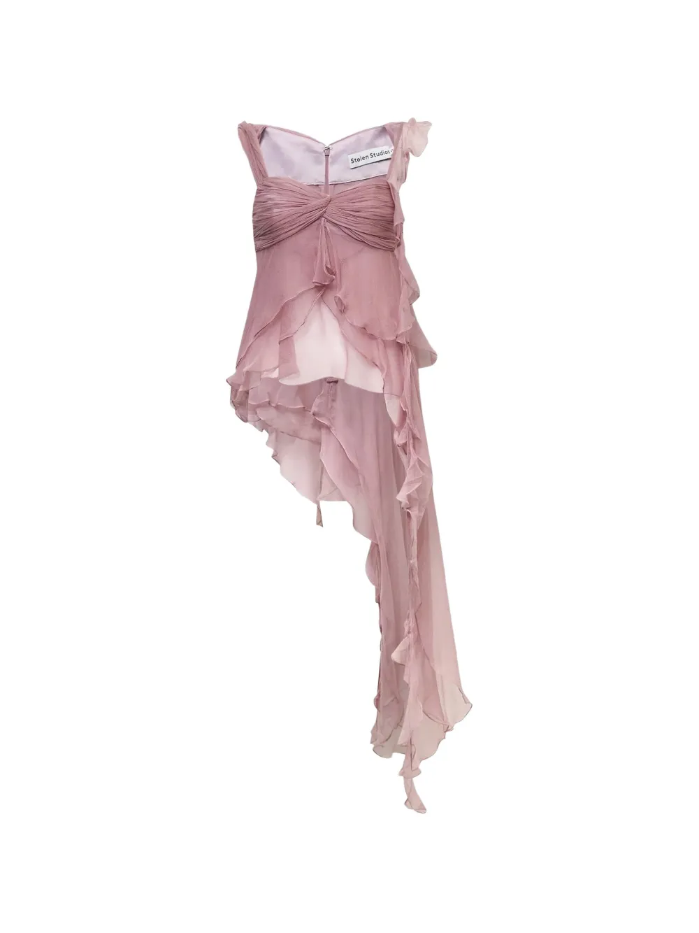 Stolen Stores Top asimmetrico Fairy con ruches - Rosa