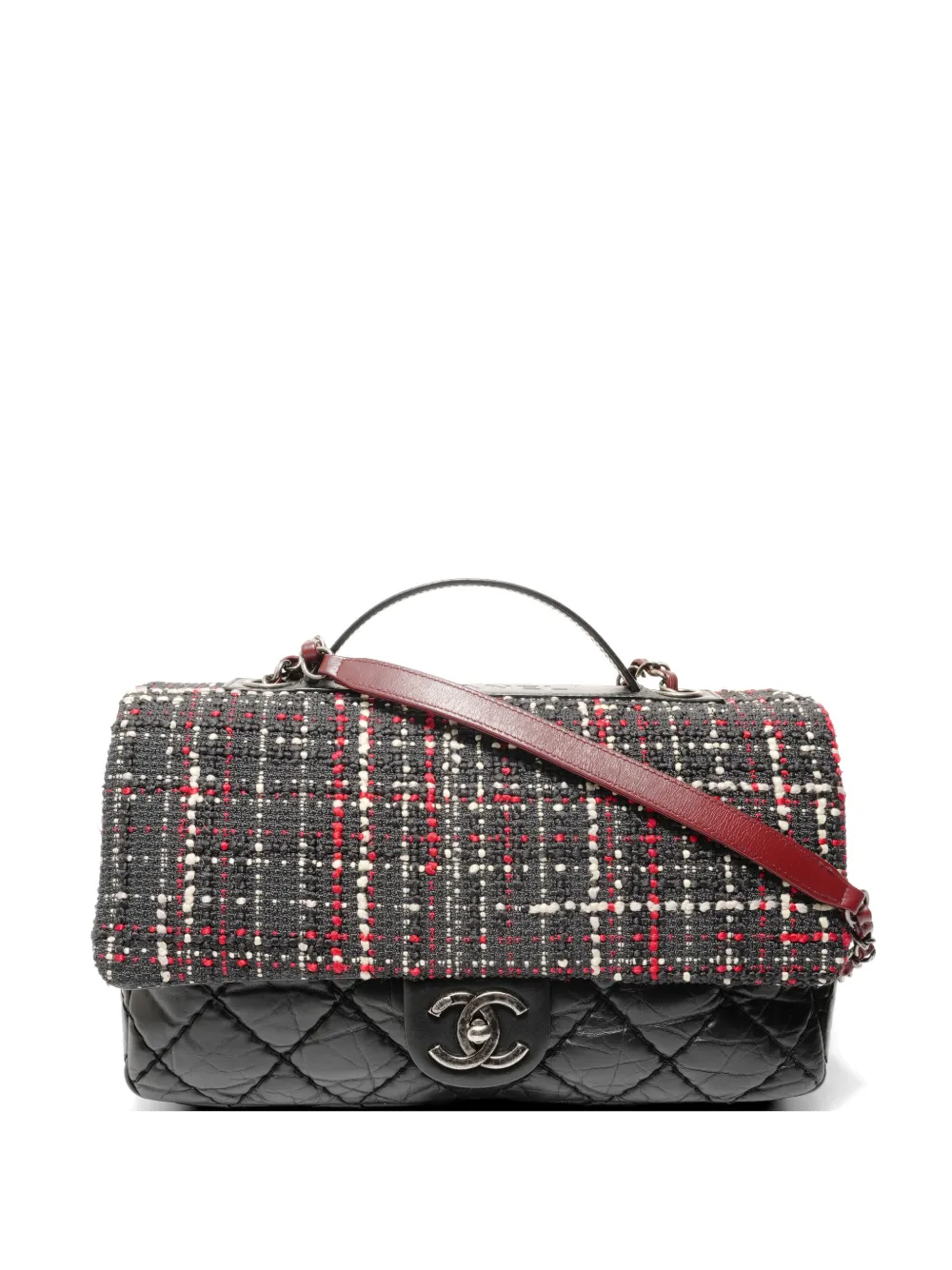 CHANEL Pre-Owned 2016-2017 Matelassé Tweed flap bag - Nero