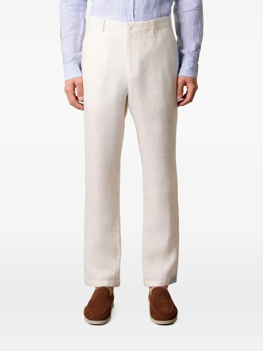 Brooks Brothers straight-leg linen trousers - Nude
