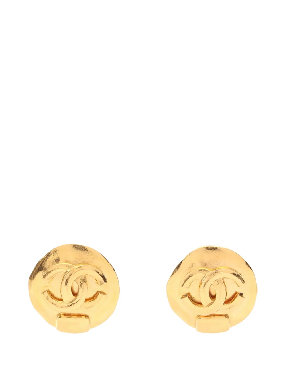 CHANEL Pre-Owned 1996 CC Gold Plated Round Clip On Earrings costume earrings