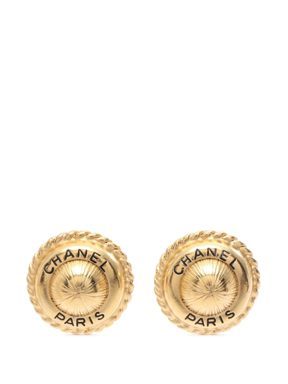 CHANEL Pre-Owned 1996 Gold Plated Round Clip On Earrings costume earrings - Oro