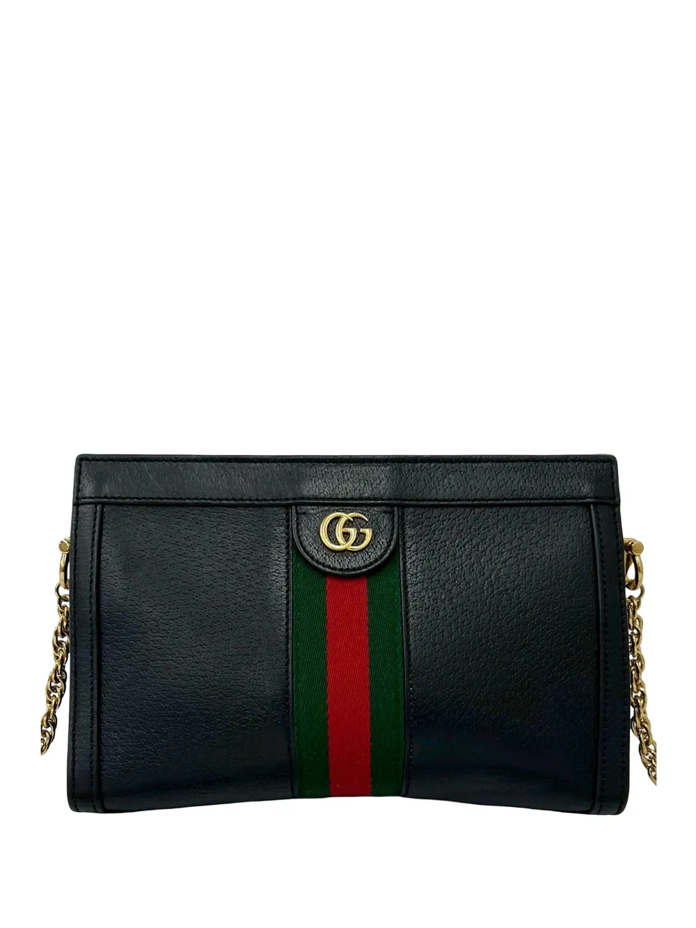 Gucci Pre-Owned 2016-2026 Small Calfskin Web Ophidia Chain crossbody bag - Nero