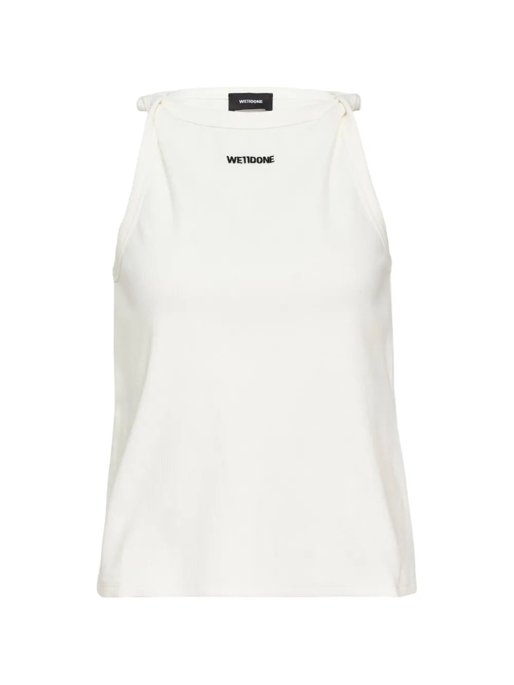 We11done Top smanicato con logo - Bianco