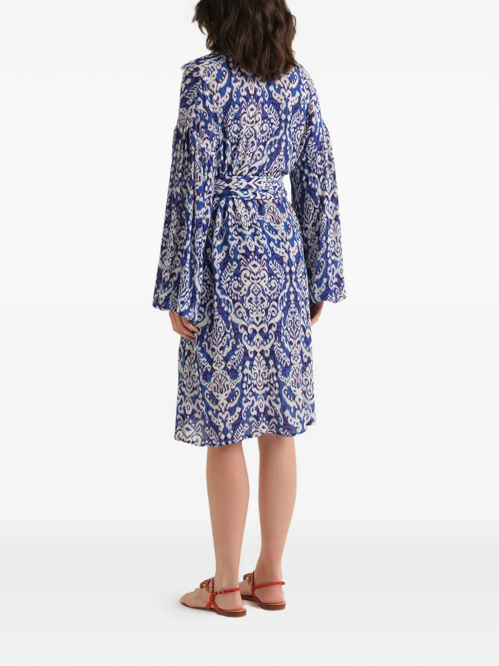 MALIPARMI Jurk met print en ceintuur Blauw