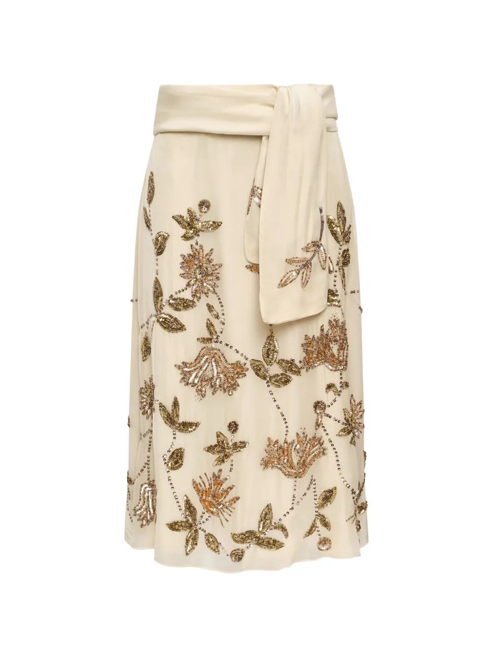MALIPARMI Silver Garden sequin-embellished skirt - Toni neutri