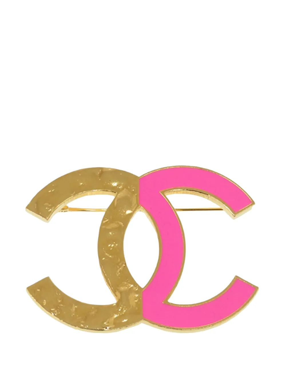 CHANEL Pre-Owned 2024 CC Gold Plated Enamel Bicolor Pin Brooch costume brooch - Pink