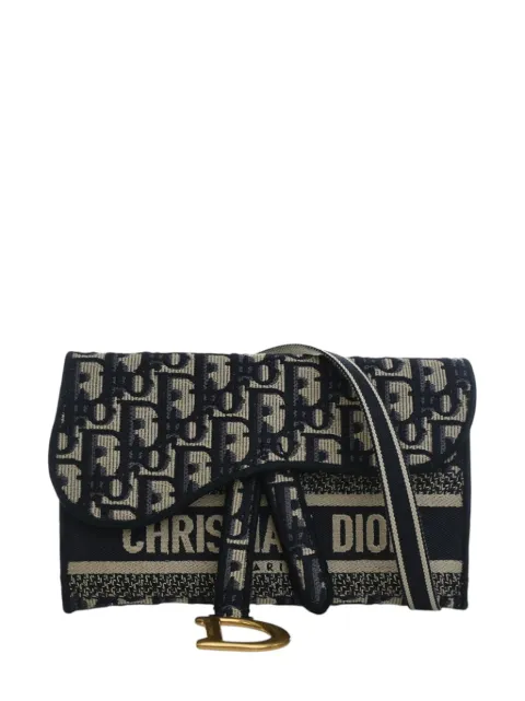 Christian Dior Pre-Owned 2020 Oblique Canvas Embroidered Saddle Slim Pouch belt bag