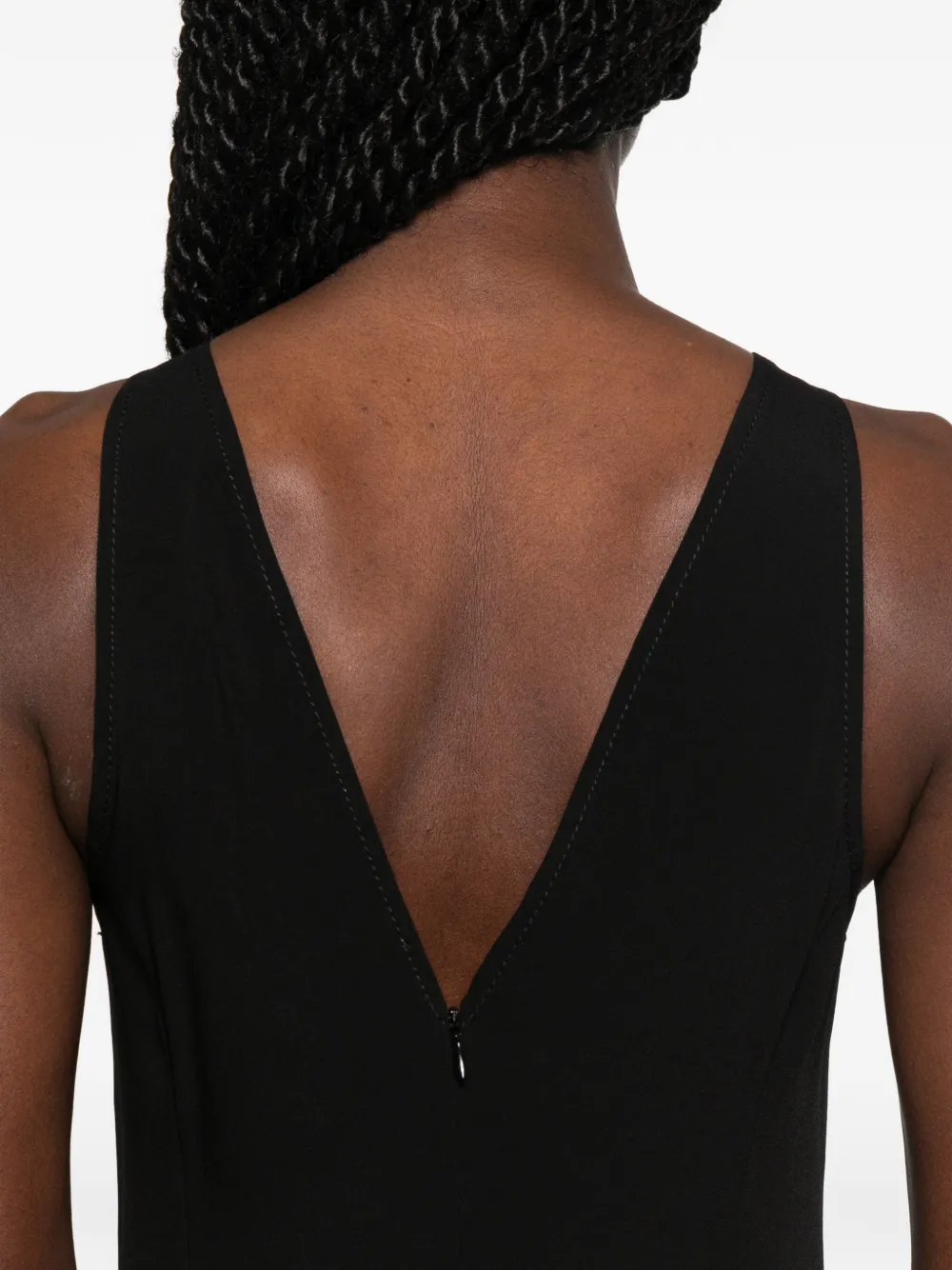 CARLA G. Mouwloze mini-jurk met V-hals Zwart