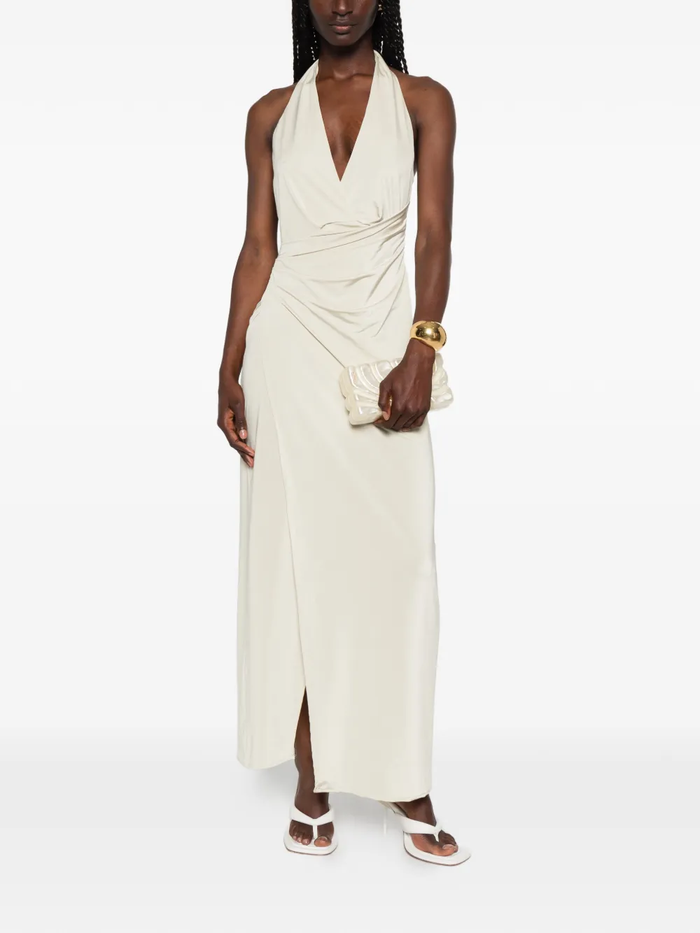 RAME ruched-detail maxi dress - Toni neutri