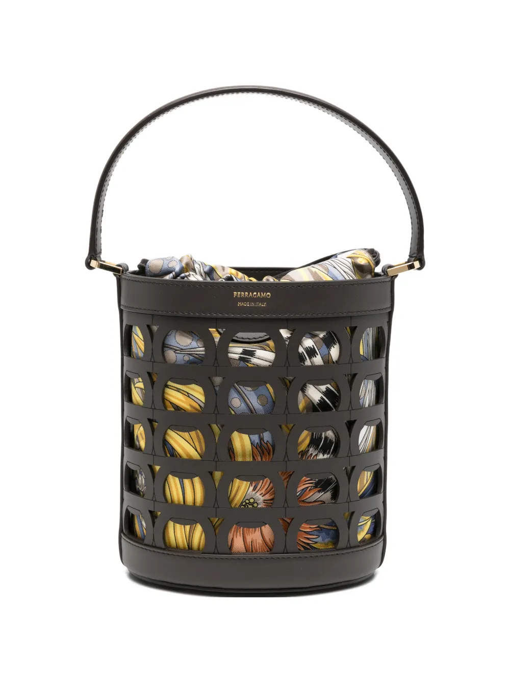 Ferragamo cut-out bucket bag - Marrone