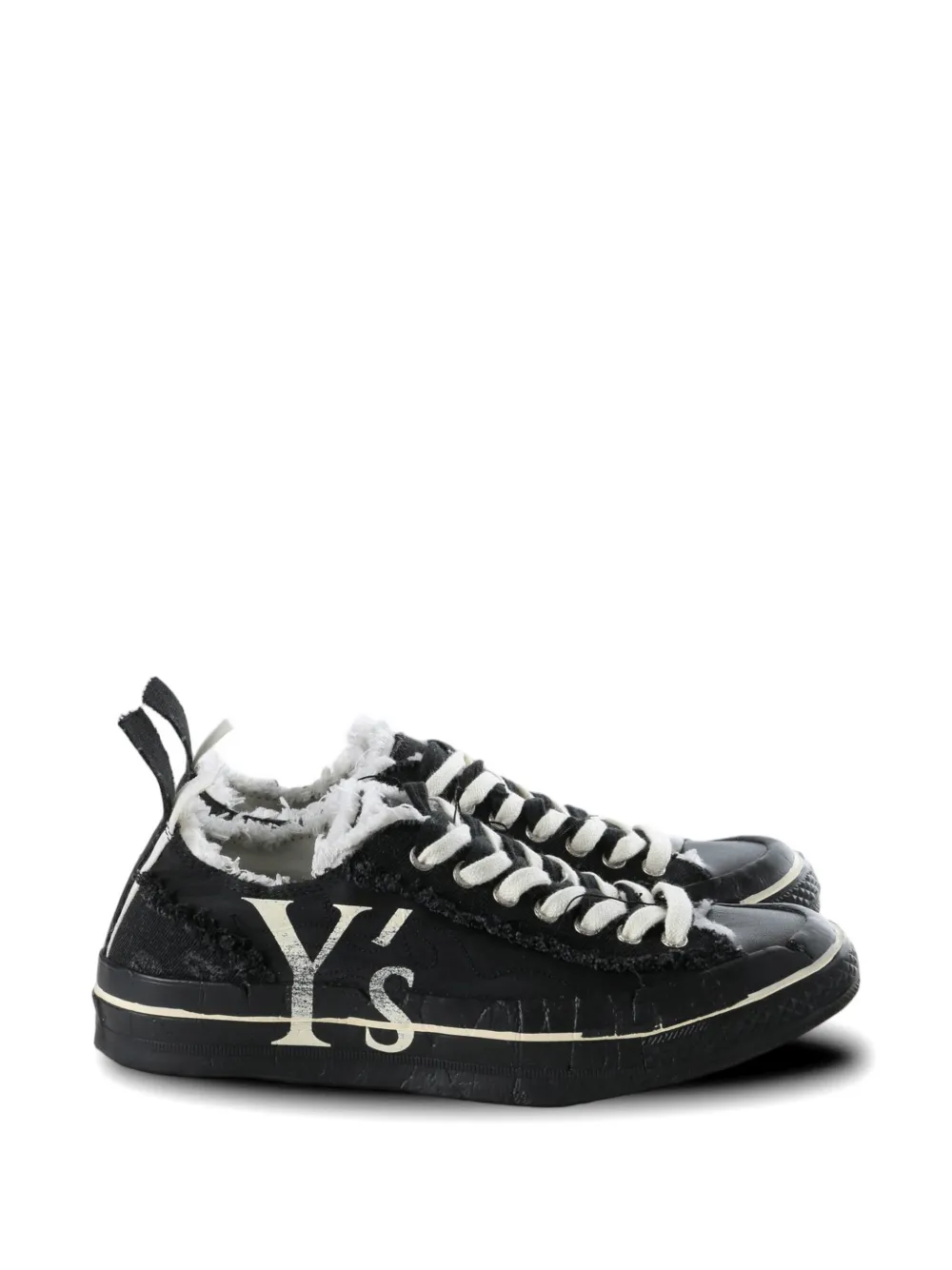 Y's logo-print frayed sneakers - Schwarz