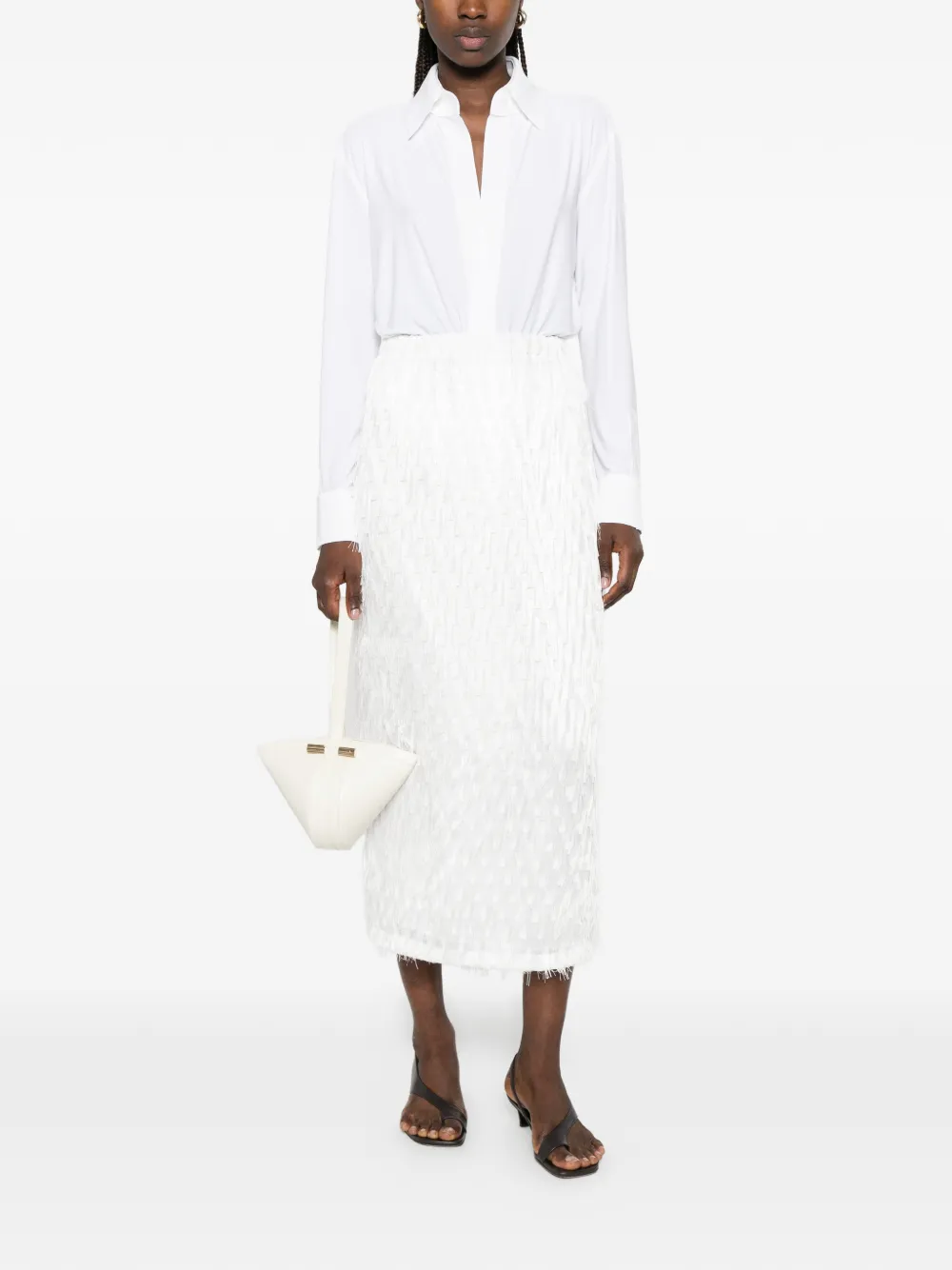  Rame Falda Midi Con Flecos - Blanco 