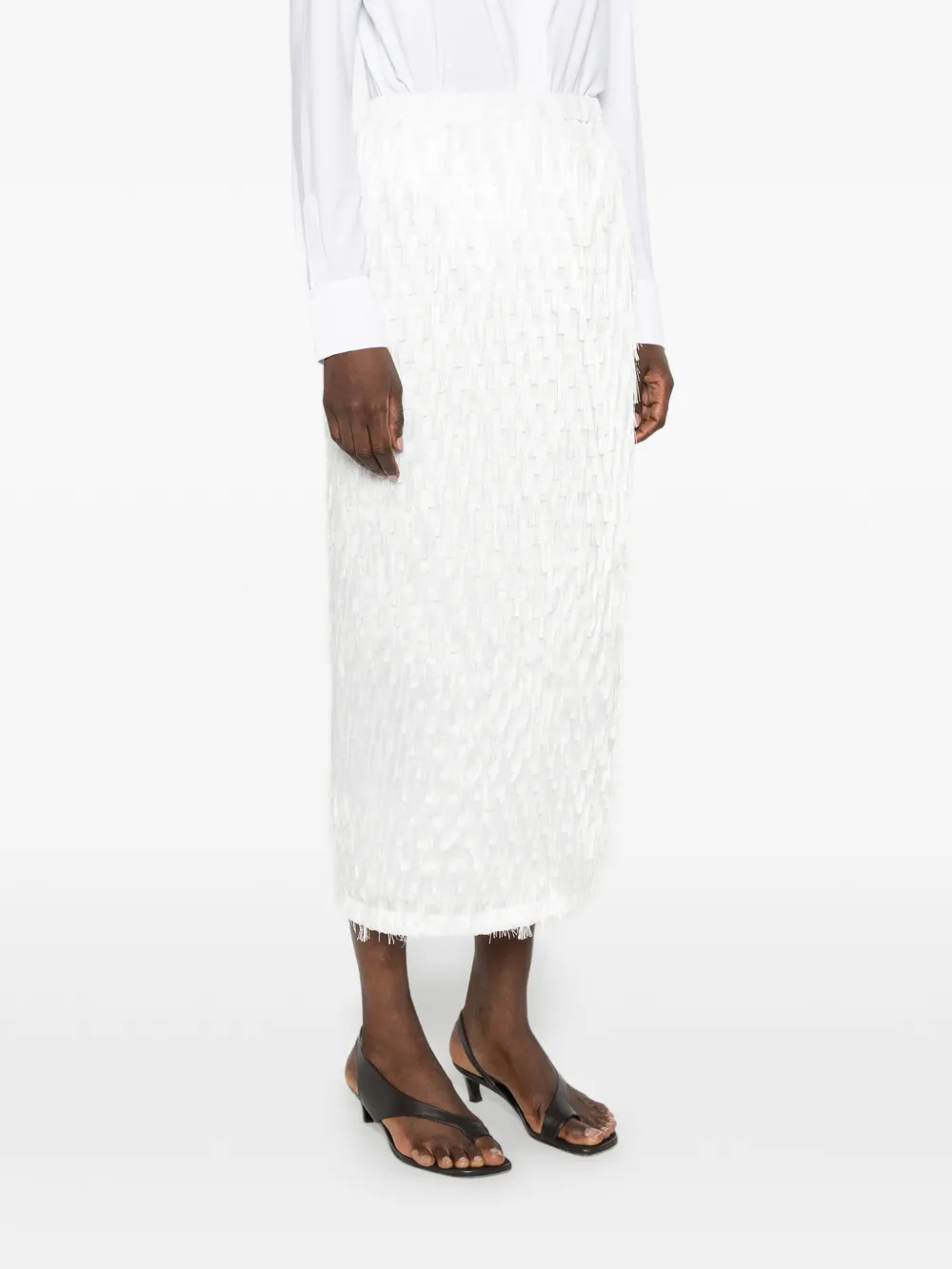  Rame Falda Midi Con Flecos - Blanco 