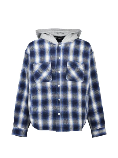 BREATH check-pattern hooded shirt