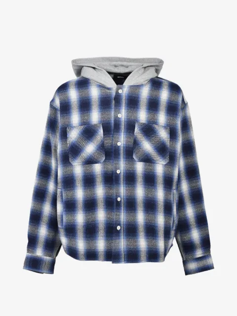 BREATH check-pattern hooded shirt