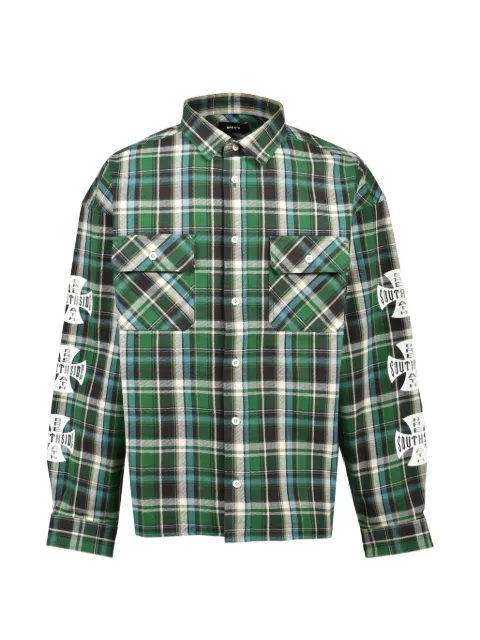 BREATH tartan-check graphic-print shirt
