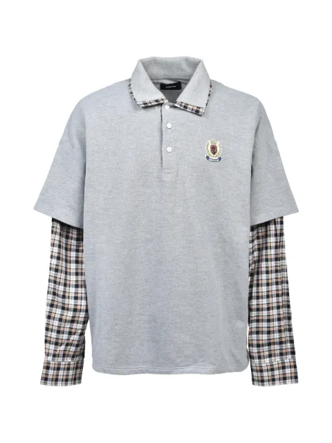 BREATH layered-sleeve crest-patch polo shirt