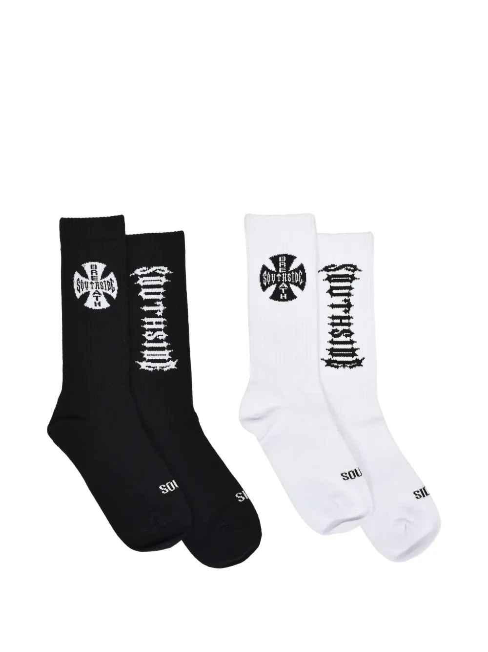 BREATH logo-intarsia ribbed-knit socks - Nero