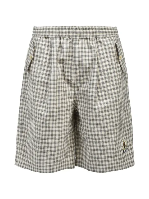 BREATH check-pattern logo-patch shorts