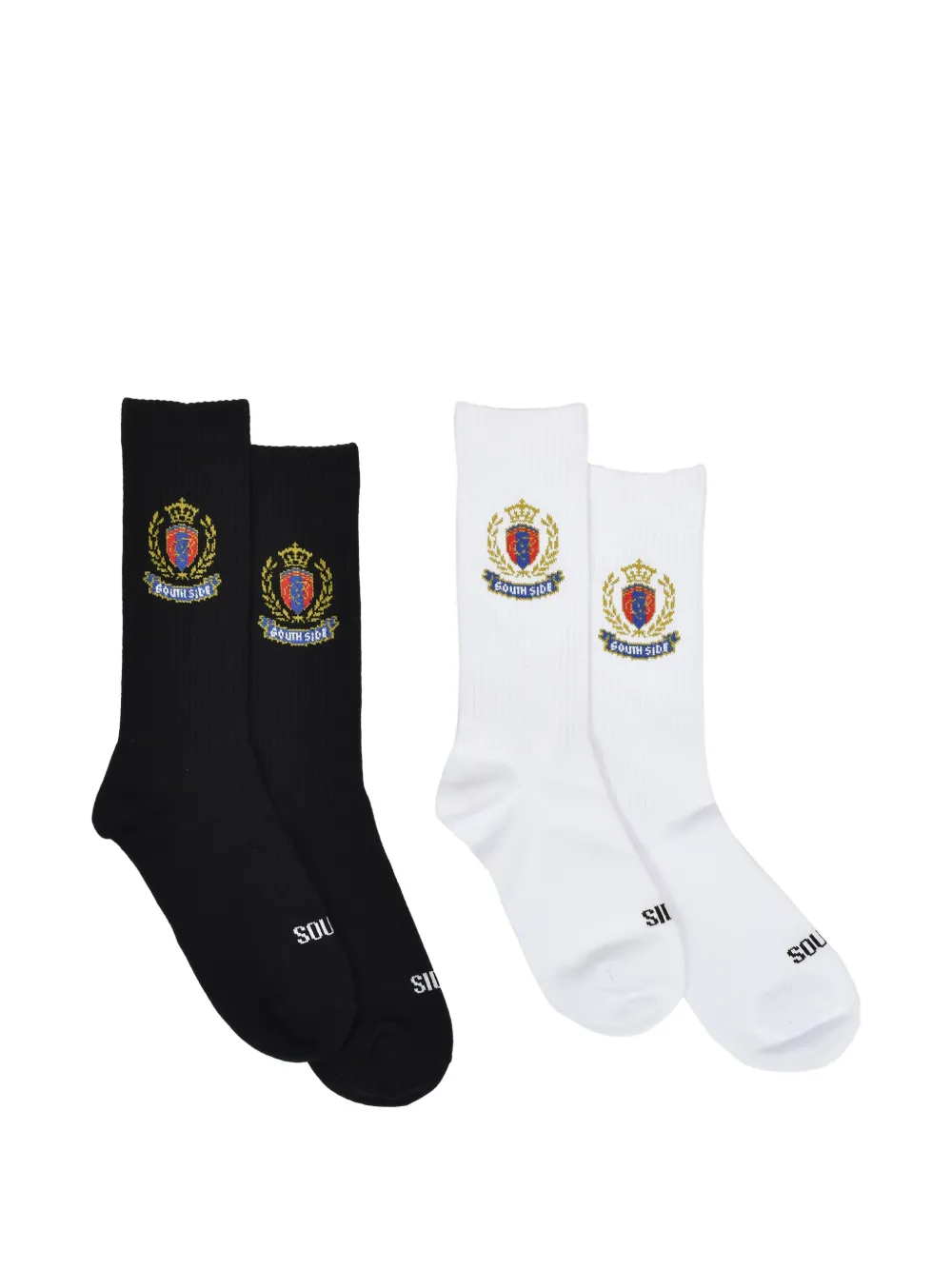 BREATH crest-embroidered ribbed socks - Nero